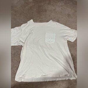 American Eagle Lacey pocket white/ivory tee oversized